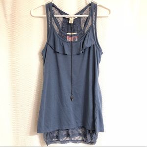 Blue and lace layered tank top